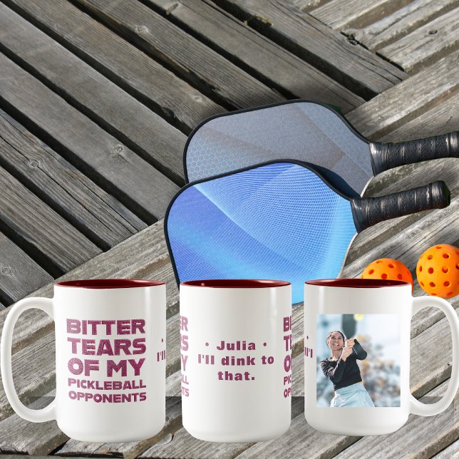 Rosa Glitzer Tränen meiner Gegner im Pickleball Zweifarbige Tasse (Bitter tears of my pickleball opponents Pink Glitter Girly Typography #PickleballHumor #pickleball)