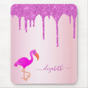 Rosa Glitzer Tropfen flamingo gurt Mousepad
