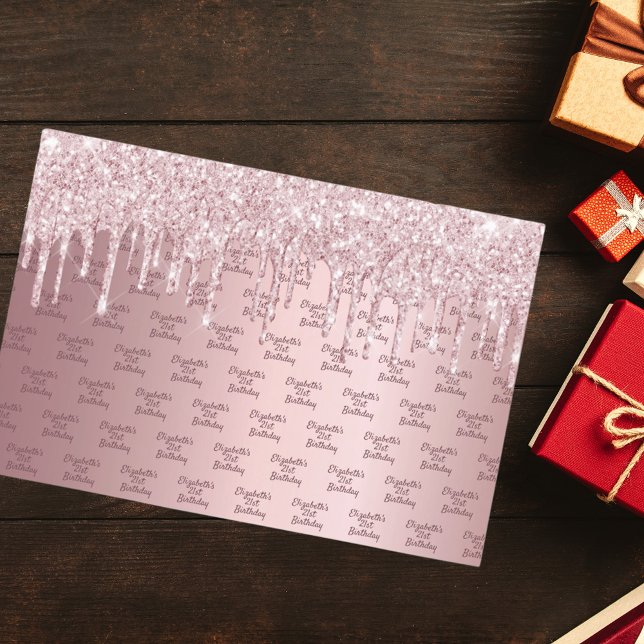 Rosa Glitzer Tropfen Rose Geschenkpapier Set (Von Creator hochgeladen)