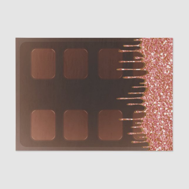 Rosa Glitzer Tropfen Schokolade Süßigkeiten Bar Sw Seidenpapier (Vorderseite)