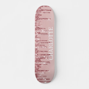 Rosa Glitzer-Tropfen Skateboard