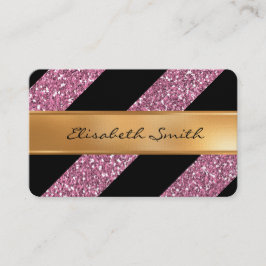 Rosa Glitzer und diagonale Streifen, Visitenkarte