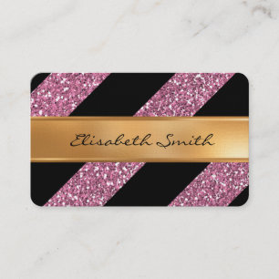 Rosa Glitzer und diagonale Streifen, Visitenkarte