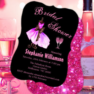 Rosa Glitzer und rosa Brautparty Einladung