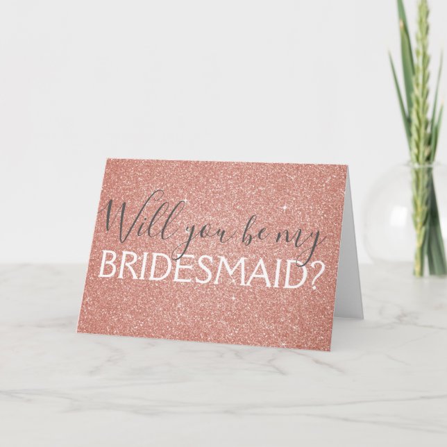Rosa Glitzer und Sparkle Bridesmaid Einladung (Vorderseite)