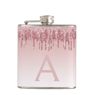 Rosa-Glitzer und Sparklogramm Flachmann