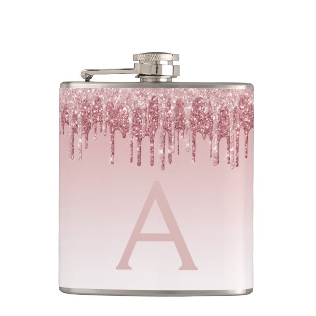 Rosa-Glitzer und Sparklogramm Flachmann (Vorderseite)