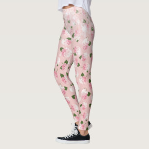 Rosa Glitzer Vintage-Gartenblüten Leggings