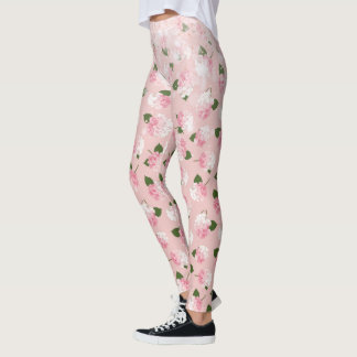 Rosa Glitzer Vintage-Gartenblüten Leggings