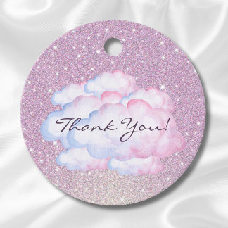 Rosa Glitzer Wasserfarbe Cloud Babydusche Geschenkanhänger