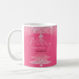 Rosa Glitzer Weihnachtsbaum Kaffeetasse