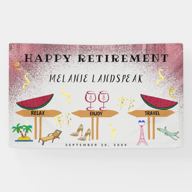 Rosa Glitzer Wein, Relax & Travel Happy Rental Banner (Horizontal)