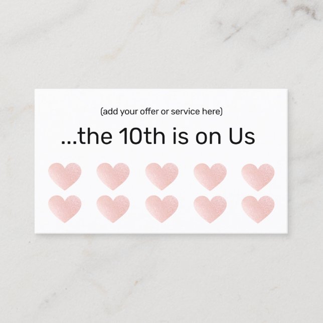 Rosa Glitzer Weißer 10-poliger Salon Kundenloyalty Treuekarte (Vorderseite)