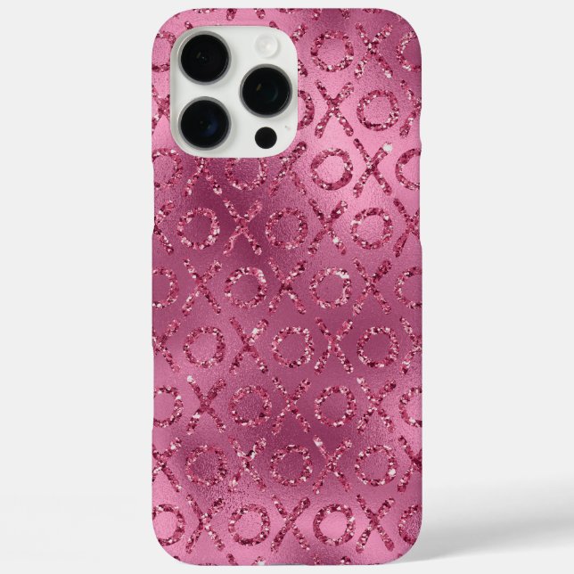 Rosa Glitzer XOXO Case-Mate iPhone Hülle (Rückseite)