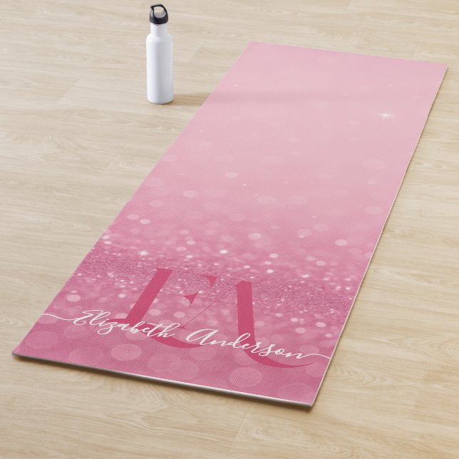Rosa Glitzer Yoga Mat mit benutzerdefinierten Init Yogamatte (Beispiel)