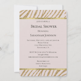 Rosa Glitzer Zebra Animal Brautparty Einladung