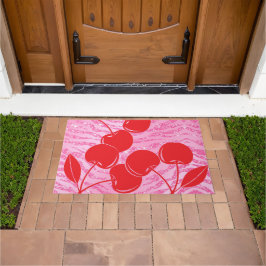 Rosa Glitzer Zebra Cherries Fußmatte