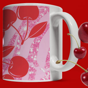Rosa Glitzer Zebra Cherries Kaffeetasse