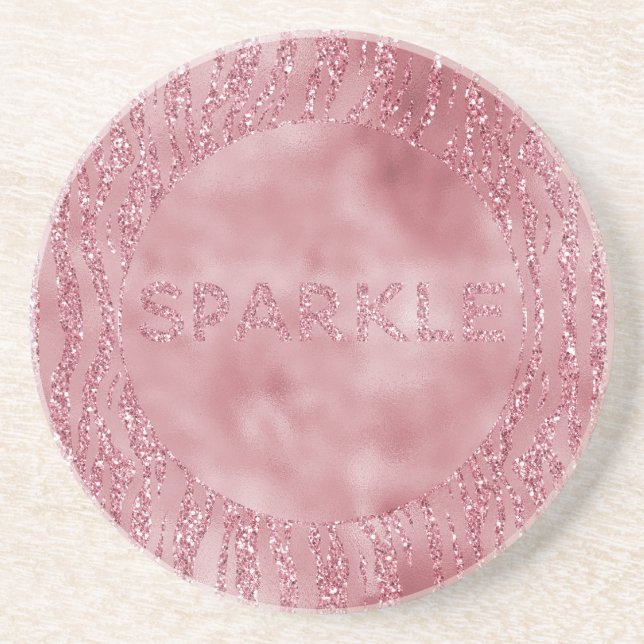 Rosa Glitzer Zebra Getränkeuntersetzer (Vorne)