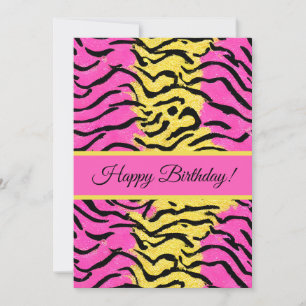 Rosa Glitzer Zebra Muster Feiertagskarte