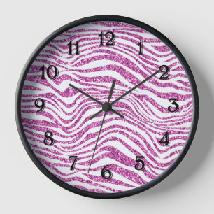 Rosa Glitzer Zebra Print Uhr