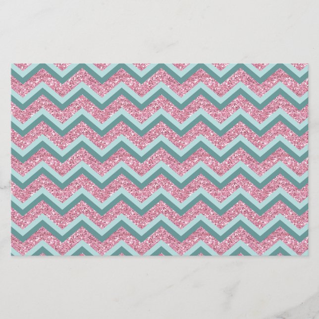 Rosa Glitzer ZigZag Muster Briefpapier (Vorderseite)