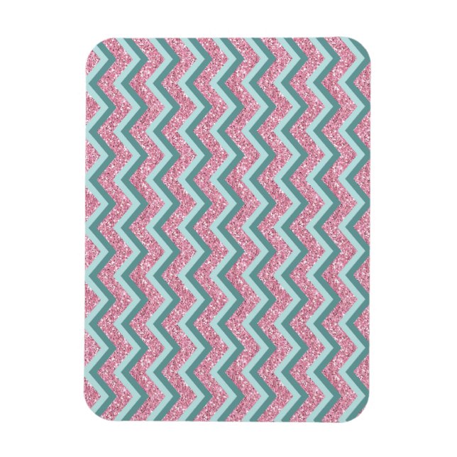Rosa Glitzer ZigZag Muster Magnet (Vertikal)