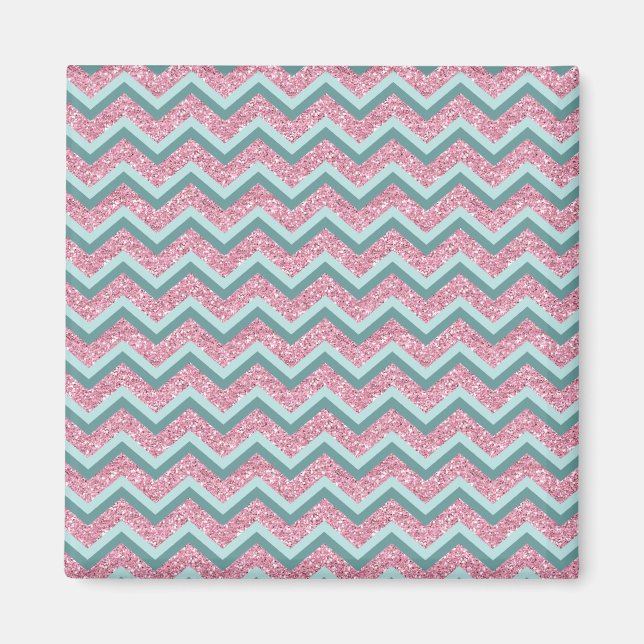 Rosa Glitzer ZigZag Muster Magnet (Vorne)