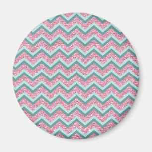 Rosa Glitzer ZigZag Muster Magnet