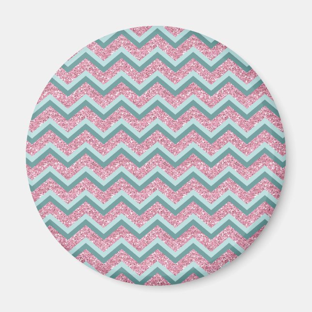 Rosa Glitzer ZigZag Muster Magnet (Vorne)