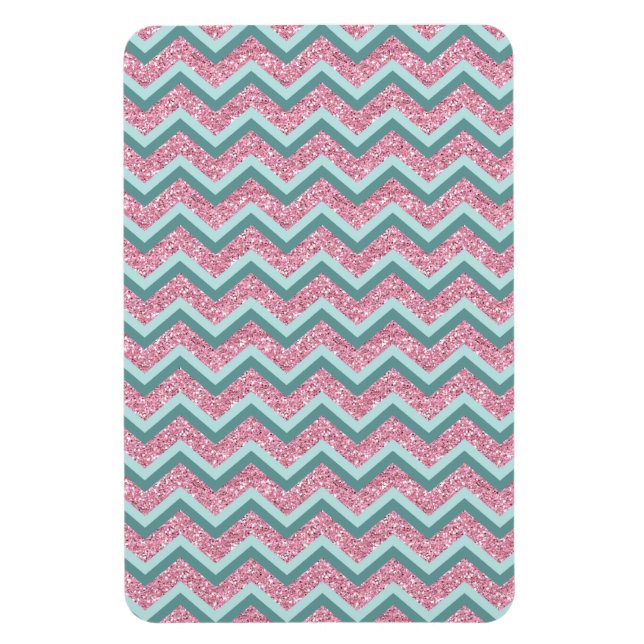 Rosa Glitzer ZigZag Muster Magnet (Vertikal)