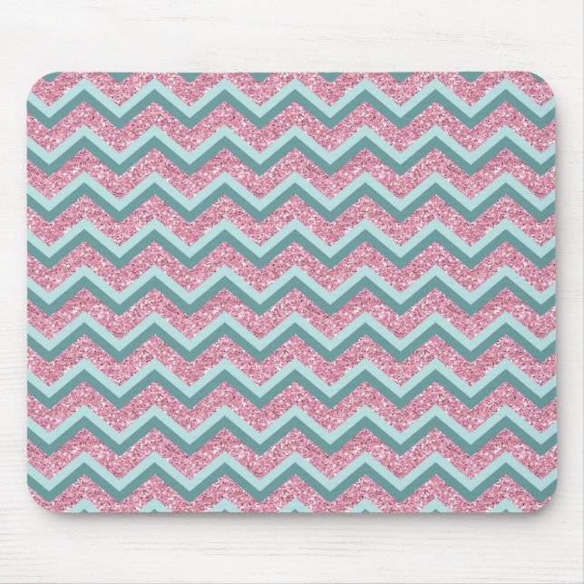 Rosa Glitzer ZigZag Muster Mousepad (Vorne)