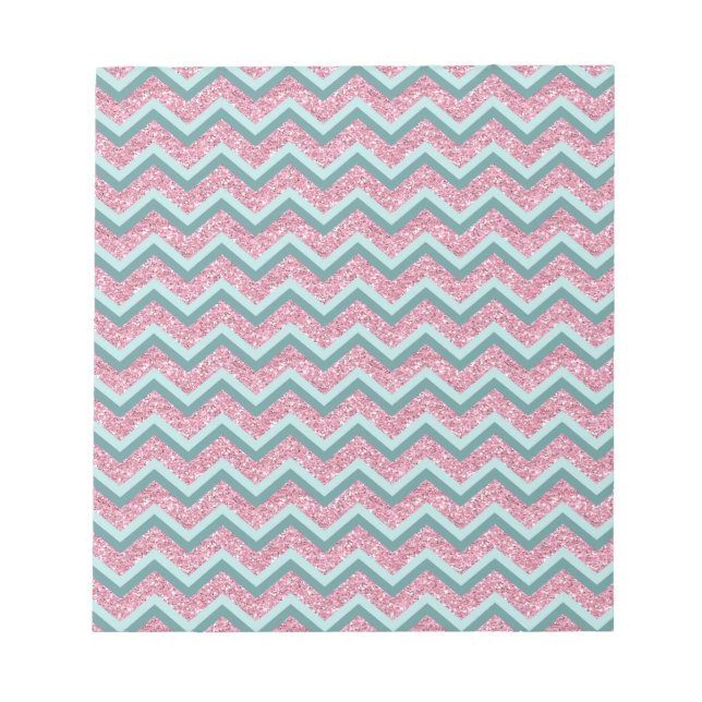 Rosa Glitzer ZigZag Muster Notizblock (Vorderseite)