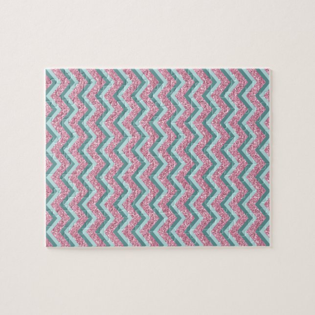 Rosa Glitzer ZigZag Muster Puzzle (Horizontal)