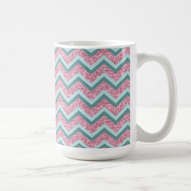 Rosa Glitzer ZigZag Muster Tasse (Rechts)