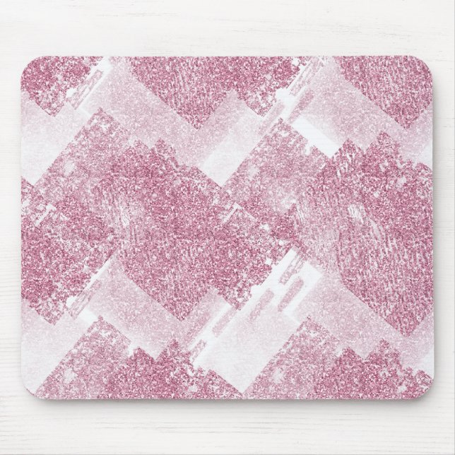 Rosa Glitzern auf Weiß. Mousepad (Vorne)