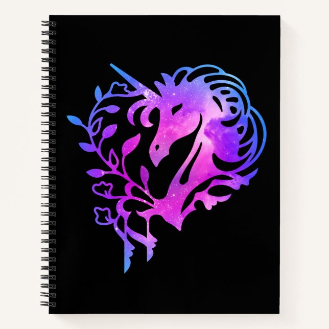 Rosa Glitzern Galaxy Unicorn-Notebook Notizbuch (Vorderseite)