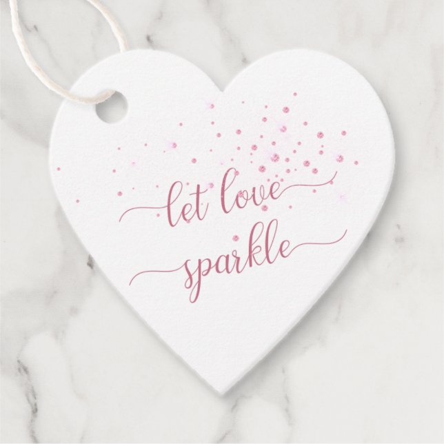 Rosa Glitzern Ließ Liebe Sparkle Wedding Vielen Da Geschenkanhänger (Vorderseite)