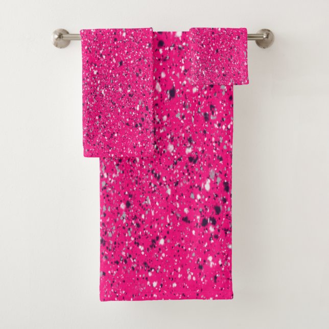 Rosa Glitzern Terrazzo Print Badhandtuch Set (Insitu)