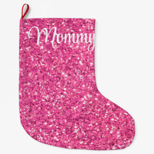 Rosa glitzernde Glittermuster Großer Weihnachtsstrumpf
