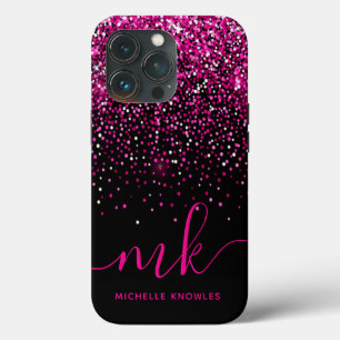 Rosa glitzernde Monogramm & Name Case-Mate iPhone Hülle