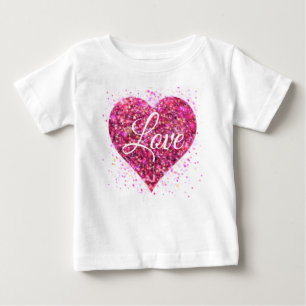 Rosa glitzernde Pailletten, Love-Graffiti-Valentin Baby T-shirt