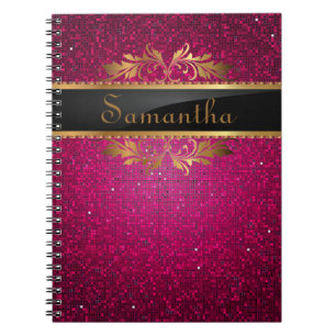 Rosa Glitzersequin-Discoglitz-gewundenes Notizbuch Notizblock