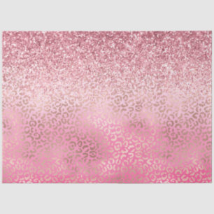 Rosa Glitzy Glitzer Ombre Leopard Print Seidenpapier