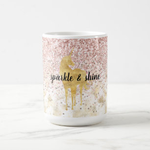 Rosa Glitzy Glitzer Unicorn Kaffeetasse