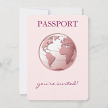 Rosa Globus Reisepass Baby Shower