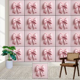 Rosa Glossy Ribbon Bow Ästhetik - Peeling und Stic Tapete