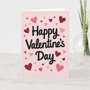 Rosa glückliche Schrift Valentinstagskarte Karte