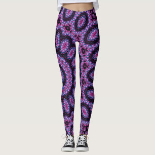 Rosa Glühen Blacklight Raveneonmandala Leggings