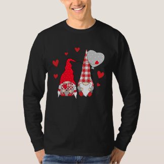 Rosa Gnom Liebe Kariert Herz Ballons Valentinstag T-Shirt